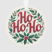 Ho Ho Ho Christmas Wreath Typography Design オーナメント (裏面)
