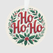 Ho Ho Ho Christmas Wreath Typography Design オーナメント (正面)