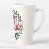 Ho Ho Ho Christmas Wreath Typography Design カフェラテマグ (右)