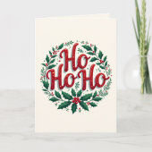 Ho Ho Ho Christmas Wreath Typography Design カード (正面)