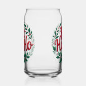 Ho Ho Ho Christmas Wreath Typography Design ガラス缶 (右)