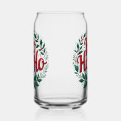 Ho Ho Ho Christmas Wreath Typography Design ガラス缶 (左)