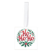 Ho Ho Ho Christmas Wreath Typography Design キューブオーナメント (正面)