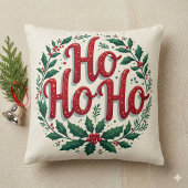 Ho Ho Ho Christmas Wreath Typography Design クッション