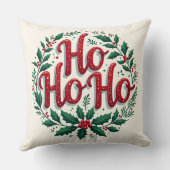 Ho Ho Ho Christmas Wreath Typography Design クッション (裏面)