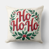 Ho Ho Ho Christmas Wreath Typography Design クッション (正面)