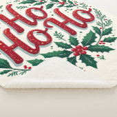 Ho Ho Ho Christmas Wreath Typography Design シェルパブランケット (3/4)