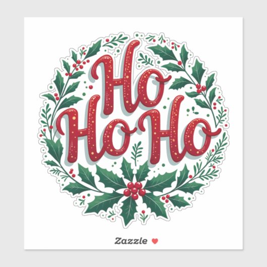Ho Ho Ho Christmas Wreath Typography Design シール (シート)