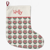 Ho Ho Ho Christmas Wreath Typography Design ラージクリスマスストッキング (正面)