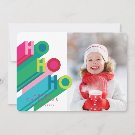 Ho Ho Ho Colorful Christmas Photo Cards 招待状 (正面)
