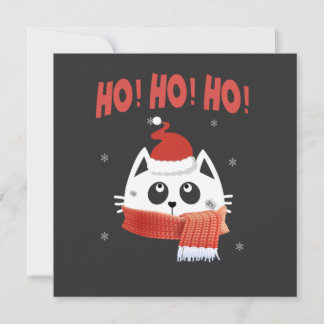 Ho Ho Ho Cute Cat Santa Hat Ho Cubed Matching Fami 招待状