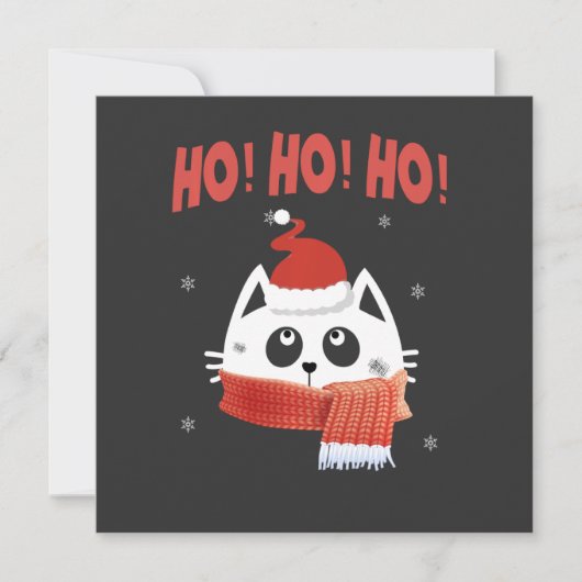 Ho Ho Ho Cute Cat Santa Hat Ho Cubed Matching Fami 招待状 (正面)