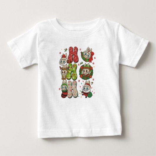 Ho Ho Ho Cute Christmas Monster Characters Tee ベビーTシャツ (正面)
