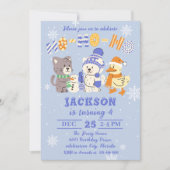 Ho Ho Ho Cute Winter Animals Christmas Birthday 招待状 (正面)