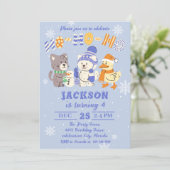 Ho Ho Ho Cute Winter Animals Christmas Birthday 招待状 (スタンド正面)