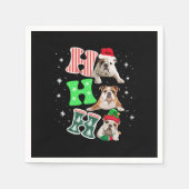 Ho Ho Ho English Bulldog Santa Reindeer Christmas  スタンダードカクテルナプキン (正面)