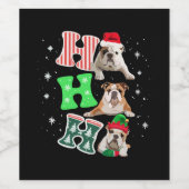 Ho Ho Ho English Bulldog Santa Reindeer Christmas  ワインラベル (シングルラベル)