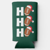 Ho Ho Ho Football | Funny Christmas Season Humor スリム缶クーラー (裏面)