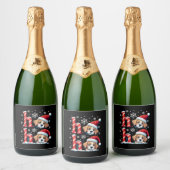 Ho Ho Ho Great Pyrenees Dog Lover Christmas Santa スパークリングワインラベル (ボトル)