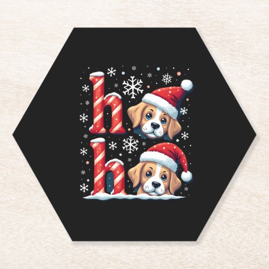 Ho Ho Ho Great Pyrenees Dog Lover Christmas Santa ペーパーコースター (正面)