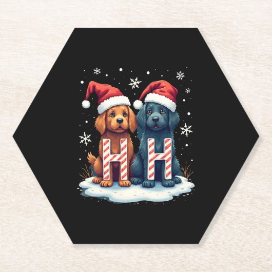 Ho Ho Ho Great Pyrenees Dog Lover Christmas Santa ペーパーコースター (正面)