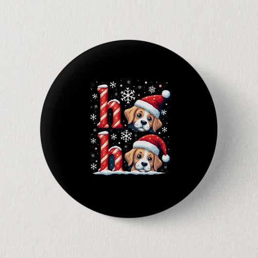 Ho Ho Ho Great Pyrenees Dog Lover Christmas Santa  缶バッジ (正面)