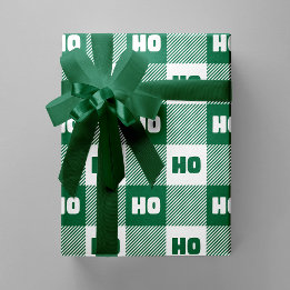Ho Ho Ho Green White Chic Christmas Buffalo Plaid ラッピングペーパー