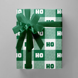 Ho Ho Ho Green White Chic Christmas Buffalo Plaid ラッピングペーパー