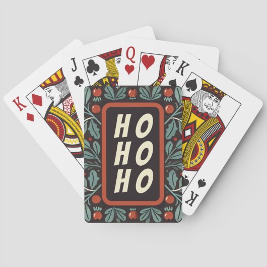 HO HO HO Holly berries Border Poker Cards トランプ (裏面)