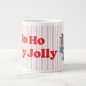 Ho Ho Ho Holy Jolly Christmas Striped ジャンボコーヒーマグカップ (正面)