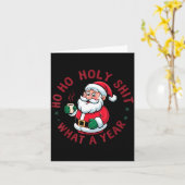 Ho Ho Ho Holy What A Year Funny Santa Christmas Pa カード (黄色い花)