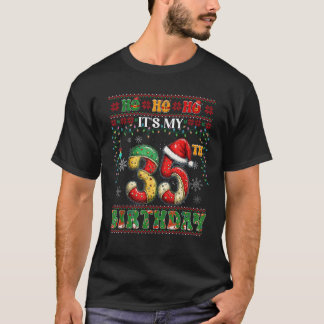 Ho Ho Ho It s My 35th Birthday Xmas Candy Cane 35  Tシャツ