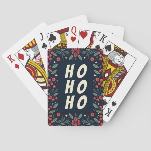 HO HO HO Mistletoe Border Poker Cards トランプ (裏面)