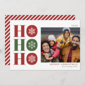 Ho Ho Ho Modern Christmas Photo Card シーズンカード (正面/裏面)