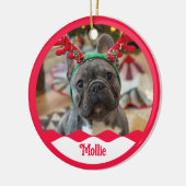 Ho Ho Ho Pawプリントかわいい犬フォトレパーソナライズされたッド セラミックオーナメント (左)