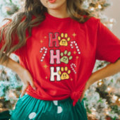 Ho Ho Ho Paw印刷クリスマスTシャツ Tシャツ