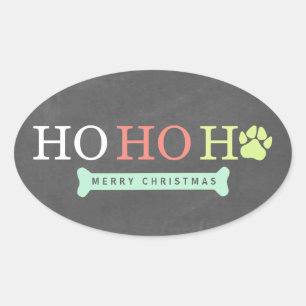 Ho Ho Ho Paw Paw印刷クリスマス – 数々の 楕円形シール