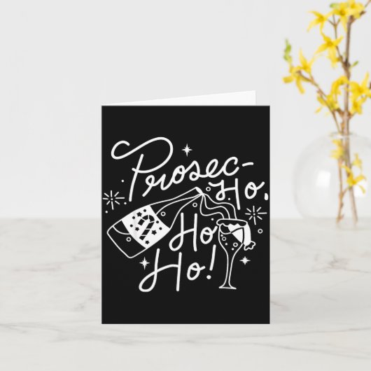 Ho Ho Ho Prosecco Christmas Tee Funny Wine Lover H カード (黄色い花)