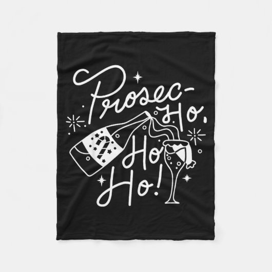 Ho Ho Ho Prosecco Christmas Tee Funny Wine Lover H フリースブランケット (正面)