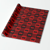 Ho Ho Ho Red & Black Chic Christmas Buffalo Plaid ラッピングペーパー (アンロールド)
