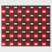 Ho Ho Ho Red Black White Christmas Buffalo Plaid ラッピングペーパー (フラット)