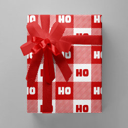 Ho Ho Ho Red & White Chic Christmas Buffalo Plaid ラッピングペーパー