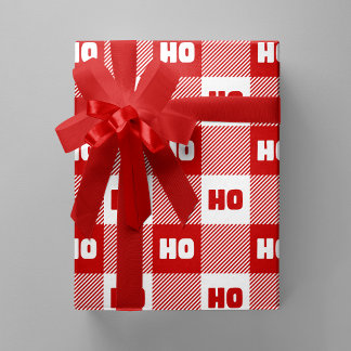 Ho Ho Ho Red & White Chic Christmas Buffalo Plaid ラッピングペーパー