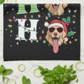 Ho Ho Ho Retrievers Golden Xmas キッチンタオル (折り畳み)