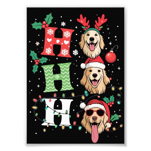 Ho Ho Ho Retrievers Golden Xmas フォトプリント (正面)