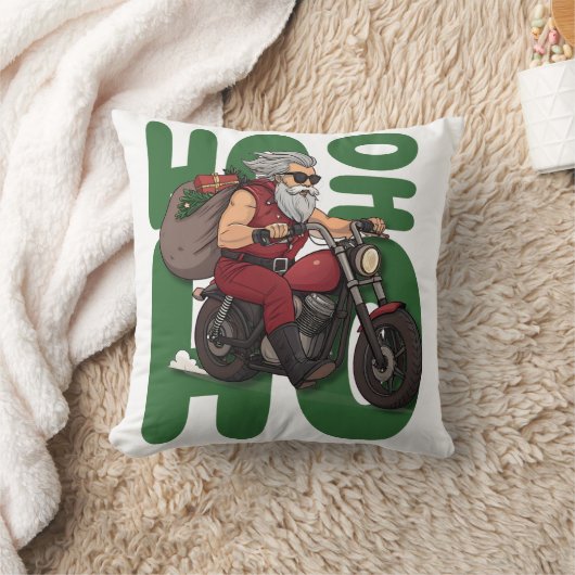 Ho Ho Ho Santa Biker クッション (ブランケット)