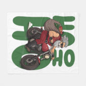 Ho Ho Ho Santa Biker フリースブランケット (正面(横))