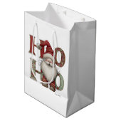 HO HO HO Santa Christmas Gift Bags  ミディアムペーパーバッグ (正面アングル)
