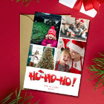 Ho Ho Ho Santa Familyフォトコラージクリスマス シーズンカード<br><div class="desc">可愛いホホインスパイアホデザインでサンタさんの家族の写真のクリスマスカード。あなたの家族の写真お気に入りのの4つとあなたの家族の名前と年を追加。</div>