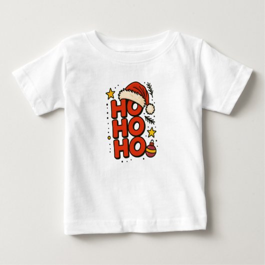 Ho Ho Ho Santa Hat Christmas Tee ベビーTシャツ (正面)